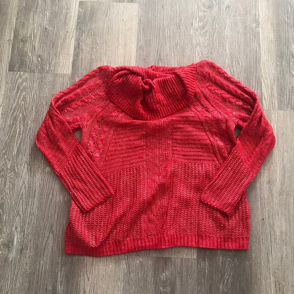 Liz Claiborne Women's Red Cable Cowl Neck Pullover Sweater XL - Picture 6 of 8